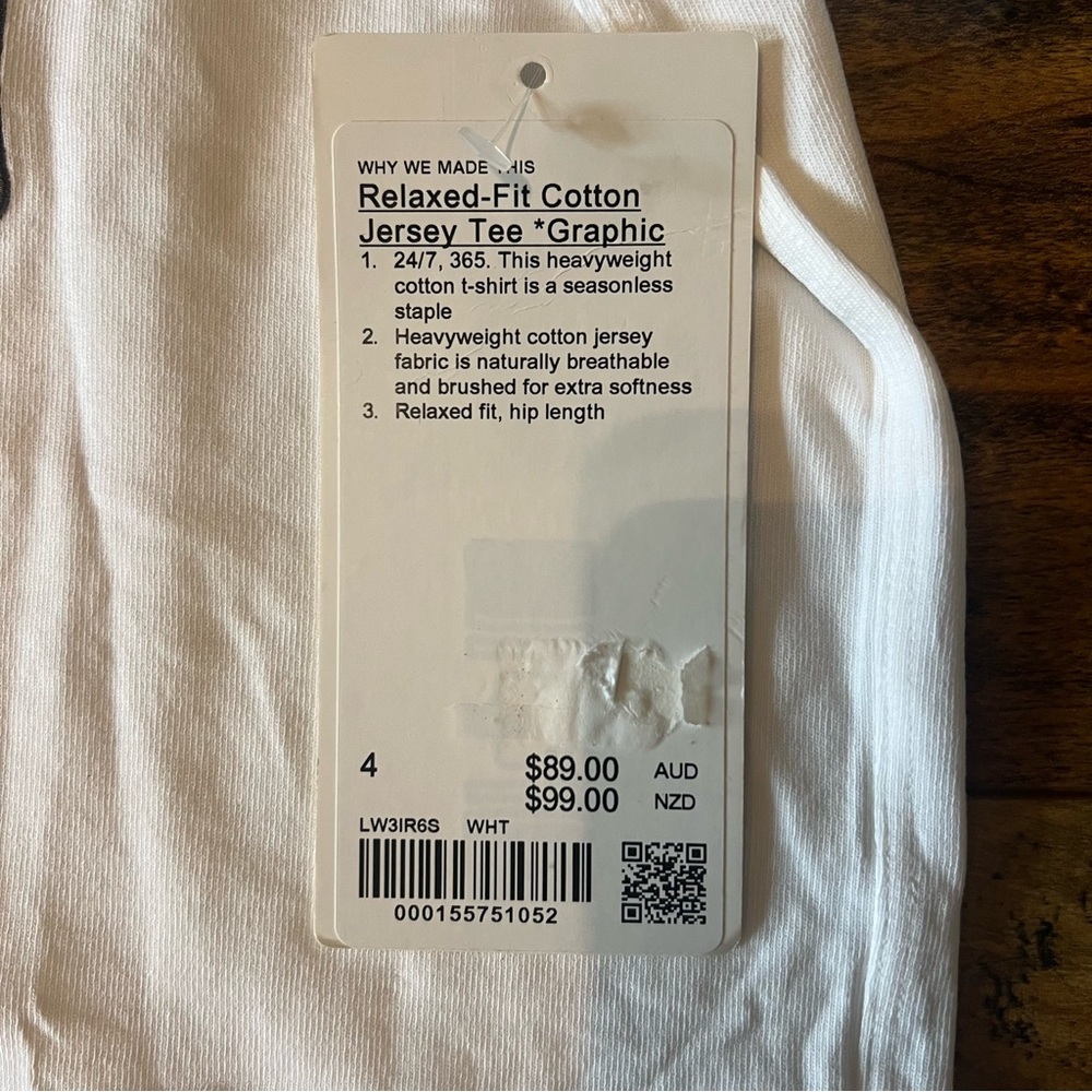 LULULEMON Relaxed-Fit Cotton Jersey Graphic Tee White Size 4 NWT - Picture 3 of 4